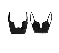 OPIGJUFD Bustiers Et Corsets Femme Body Shapewear col en v profond corps Shaper dos nu U plongeant string Shapers taille formateur femmes sangle claire rembourré Push Up Corset(B-Black,S(32))