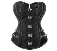 OPIGJUFD Bustiers Et Corsets Femme Corset bustier gothique à lacets et baleines for femme, style steampunk, grande taille, fermeture 5 boutons, avec corde(XX-Large)