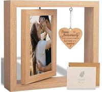 OPIGJUFD Cadre Photo Cadre Photo rotatif en bois 4x6, cadre romantique, cadeaux d'anniversaire et de mariage(01,Print two photos)