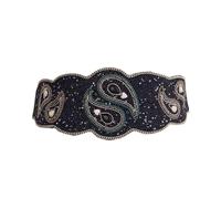 OPIGJUFD Ceinture décorative Tai Chi Motif Perles Élastique Taille Joint Femmes Tenue Décontractée Manteau Décoratif Bohème Ethnique Large Ceinture Corset For Les pour robes(Dark blue)