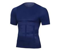 OPIGJUFD Compression Shirt Gilet Amincissant for Homme, T-Shirt De Compression for, Musculation, Brûle-Graisses, Poitrine, Ventre Plat, Séchage Rapide(Blue,XL)