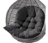 OPIGJUFD Coussin De Fauteuil Suspendu Hamac Rond Suspendu en Forme d'œuf, Coussin de siège pivotant, nid épais, Dossier for Patio intérieur et extérieur Jardin(Black)