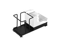 OPIGJUFD Distributeur Gobelet Desktop Cup Holder Organizer Household Creative Coffee Sugar Bag Tea Storage Box Metal Stockage(Black-A)