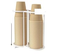 OPIGJUFD Distributeur Gobelet Multifunctional Kitchen Paper Cup Holder Plastic Organizier Picker Large Capacity Stockage(Double Grid White)