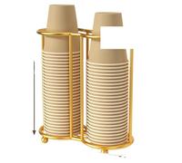 OPIGJUFD Distributeur Gobelet Multifunctional Kitchen Paper Cup Holder Plastic Organizier Picker Large Capacity Stockage(Double Grid Gold)
