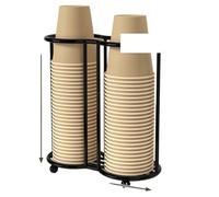 OPIGJUFD Distributeur Gobelet Multifunctional Kitchen Paper Cup Holder Plastic Organizier Picker Large Capacity Stockage(Double Grid Black)