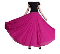 OPIGJUFD Jupe Ample Jupe En Mousseline De Soie 360/540/720 Degrés For Danse Du Ventre, Jupes Longues For Femmes, Vêtements D'entraînement For Danseuses, Assorties(Rose red,540 degrees 90cm)