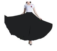 OPIGJUFD Jupe Ample Jupe En Mousseline De Soie 360/540/720 Degrés For Danse Du Ventre, Jupes Longues For Femmes, Vêtements D'entraînement For Danseuses, Assorties(Black,540 degrees 95cm)