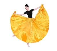 OPIGJUFD Jupe Ample Jupe longue de danse for femmes, grande balançoire, 360/540/720 degrés, tenue scène, costumes(Yellow,Hemline 720 L 90cm)