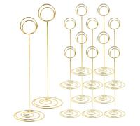 OPIGJUFD Porte Carte Table Lot de 12 porte-numéros de table en métal et fer de 22 cm, porte-cartes de table léger, support rond for photos et notes(Gold)