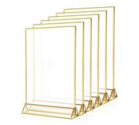 OPIGJUFD Porte Carte Table Porte-affiches, cadres dorés, support transparent for numéros de table de mariage, porte-cartes de recettes, cadre photo, présentoir for photos(C)