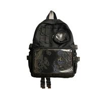 OPIGJUFD Sac A Dos Sac à dos décontracté multi-poches for étudiants, grande capacité, en transparente, sac d'école esthétique JK for adolescents Sortir(Black)
