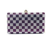 OPIGJUFD Sac à Strass Sac de soirée for femme, pochette banquet, motif écossais noir et blanc, diamant, strass, for mariage Dîner(Purple)