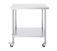 OPIGJUFD Table en Acier Inoxydable à roulettes Table Commerciale en Acier Inoxydable avec roulettes, Tables de Travail Cuisine dosserets pour Cuisine Restaurant