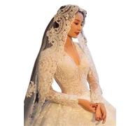 OPIGJUFD Voile MariéE Voiles de mariée en dentelle avec appliques et bordure tulle cathédrale Marier(WHITE,500cm)