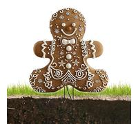 Opilroyn Assiettes de jardin en pain d'épice, insert de cour de Noël,Assiette de Noël plate en acrylique 2D Pain d'épice - Décoration saisonnière en plein air Figure Stack Assiettes résistantes aux