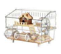 Opilroyn Cage pour hamster clair à 2 étages, parc pour chinchilla, pour hamster nain, observation des animaux, maison pour petits animaux, intérieur et extérieur,