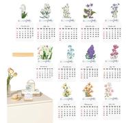 Opilroyn Calendrier de bureau avec base en bois | Calendrier 2025 debout décoratif en papier épais pour chambre, appartement, dortoir, espace de travail, salon