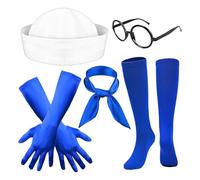 Opilroyn Chapeau, écharpe, bas, gants, costume de marin pour femme, monture de lunettes, accessoires de marin d'Halloween pour adultes pour voile nautique, anniversaire, Noël, enterrement de vie de