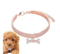 Opilroyn Collier pour chien, 3 rangées de pendentif en forme d'os en strass, collier réglable en strass pour animaux de compagnie, bijoux de mariage