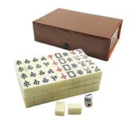 Opilroyn Ensemble de Mahjongg, 144 tuiles Ensemble de Majong Chinois, Ensemble de Jeu de Mahjong, Jeu de Mahjong Chinois Portable, Ensemble de Plateau de Jeu de Mahjong fiable, Ensemble de Jeu AMU