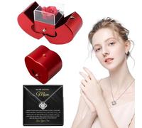 Opilroyn Fleur éternelle avec Collier, boîte à Roses avec Collier,Rose Artificielle pour Toujours | Collier de Fleurs, boîte de Roses éternelles pour Femmes et Filles