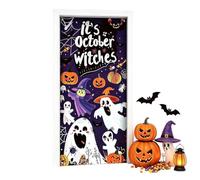 Opilroyn Gothic Door Cover - Fabric Halloween Pumpkin Ghost Reusable Banner