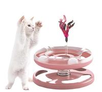 Opilroyn Jouet pour chats avec plumes - jouet avec piste à billes pour chats, jouet à tour avec boules pour chats, jouet sûr pour entraînement intelligence du chat à 2 étapes, P