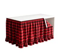 Opilroyn Jupe de table en tissu vichy à volants pour salle de classe 1,8 m | Jupe de table de salle de classe pour mariage, réception, fête, dessert, bar, banquet, événement, remise de diplôme