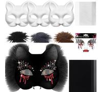 Opilroyn Kit de masque pour chat, ensemble de masques d'animaux, accessoire de costume avec maille et feutre, kit de bricolage pour homme et femme, cosplay, fête de carnaval