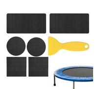 Opilroyn Kit de réparation de trampoline - 6 pièces de ruban adhésif de réparation de filet de trampoline, 3 formes, patchs autocollants avec grattoir pour jardin, camping