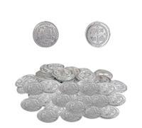 Opilroyn Lot de 100 pièces de monnaie en plastique dorées et argentées pour les fêtes d', idéales pour les chasses au trésor, les décorations de fête à thème et comme accessoires, Silver Crross