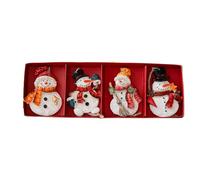 Opilroyn Lot de 4 pendentifs en résine de Père Noël et bonhomme de neige Décoration à suspendre au sapin de Noël Décoration de la maison, fêtes et célébrations, accessoire