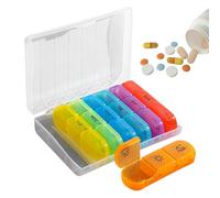 Opilroyn Organiseur de pilules hebdomadaire - Planificateur de médicaments 3 fois par jour | Distributeur hermétique compact adapté pour une utilisation au travail dans la poche de pantalon de