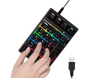 Opilroyn Pavé Numérique Mécanique 17 Touches | Pavé Numérique Filaire À Connexion Directe pour Ordinateur Portable, PC, Bureau, Financier, Comptabilité, Programmeurs et