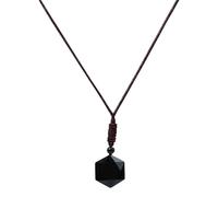 Opilroyn Pendentif en obsidienne noire - Collier de protection hexagonal - d'énergie spirituelle - Bijou en pierre naturelle - Fait à la main - Collier à breloques tendance pour homme et femme, Siehe