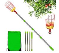 Opilroyn Perche de cueillette de fruits - Panier à fruits télescopique avec panier, cueille-fruits léger et inoxydable (amovible) pour poire, pamplemousse, abricot, pêche, orange, prune