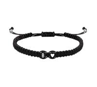 Opilroyn Premier bracelet à breloques, premier bracelet pour femme - Design cœur en corde tressée à la main - Bracelet tressé avec cordon de serrage, bracelet à breloques initial à 26 lettres