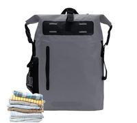 Opilroyn Sac à dos de randonnée imperméable, grande capacité, sac de kayak, sac à livres avec fermeture enroulable 25 L pour activités de plein air, randonnée, kayak, camping, alpinisme, plage, gris