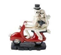 Opilroyn Sculpture de couple de squelettes à moto | Statue de couple de squelettes gothiques - Décoration de table artisanale, statue de crânes de collection pour la Saint-Valentin, un anniversaire