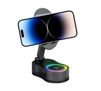 Opilroyn Support pour téléphone avec haut-parleur à induction, support audio sans fil avec lumière, support pour tablette avec haut-parleur pour regarder des films, diffuser dans, voyager et écouter