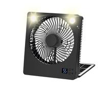 Opilroyn Ventilateur à énergie solaire - Ventilateur portable avec panneau solaire | Alimenté par batterie 3 vitesses pliable avec lumières LED, équipement d'urgence et activités de plein air
