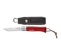 Opinel 001890 n°08 couteau fermant avec etui ceinture lame en acier inoxydable rouge Rouge G