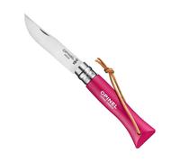 Opinel 92201 Couteau Opinel N° 6 Vri, Lame Inox, Manche 9,3 Cm Charme Lasuré Framboise Avec Lacet Cuir, Virole Tournante.