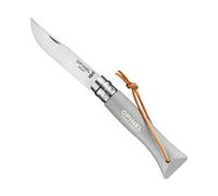 Opinel 92202 Couteau Opinel N° 6 Vri, Lame Inox, Manche 9,3 Cm Charme Lasuré Gris Nuage Avec Lacet Cuir, Virole Tournante.