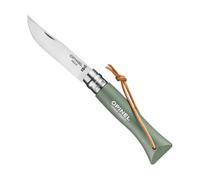 Opinel 92203 Couteau Opinel N° 6 Vri, Lame Inox, Manche 9,3 Cm Charme Lasuré Vert Sauge Avec Lacet Cuir, Virole Tournante. Vert