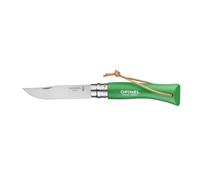 Opinel 92210 Couteau Opinel N° 7 Vri, Lame Inox, Manche 10 Cm Charme Lasuré Vert Prairie Avec Lacet Cuir, Virole Tournante.