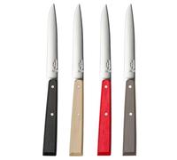 Opinel - Boîte de 4 Couteaux de Table N°125 Bon Appétit Loft - Lame Acier Inox - Manche Charme - Fabrication Française - Rouge, Noir, Bois Naturel et Poivre