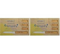 OPINEL - Boîte de 4 Couteaux de Table N°125 Bon Appétit Sud - Lame Acier Inox - Manche Bois d'Olivier - Garantie à Vie - Fabrication Française - Coloris Naturel (Lot de 2)