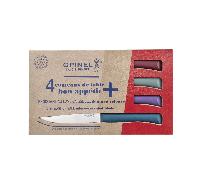 Opinel - Coffret 4 Couteaux de Table Bon Appétit+ Glam - Lame Denture Velours Inox - Manche Confort - Fabrication Française - Bleu Canard, Violet, Sauge, Grenat